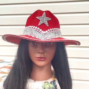 Red Star-Embellished Women's Hat